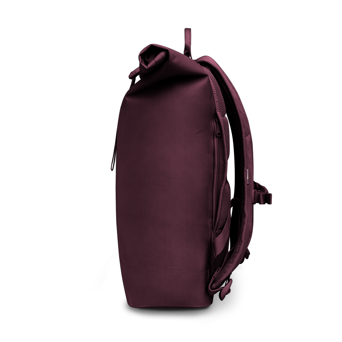 ROLLTOP LITE Rucksack in kraken (Weinrot) in Seitenansicht.