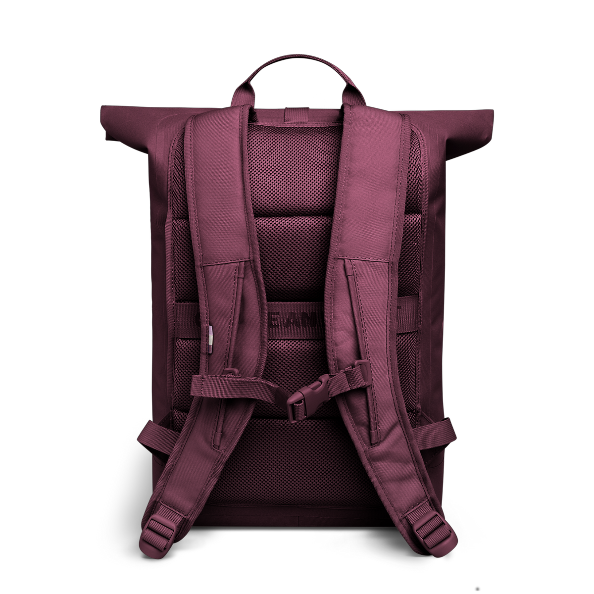 ROLLTOP LITE MONOCHROME Rucksack in kraken (Weinrot) als Rückansicht.