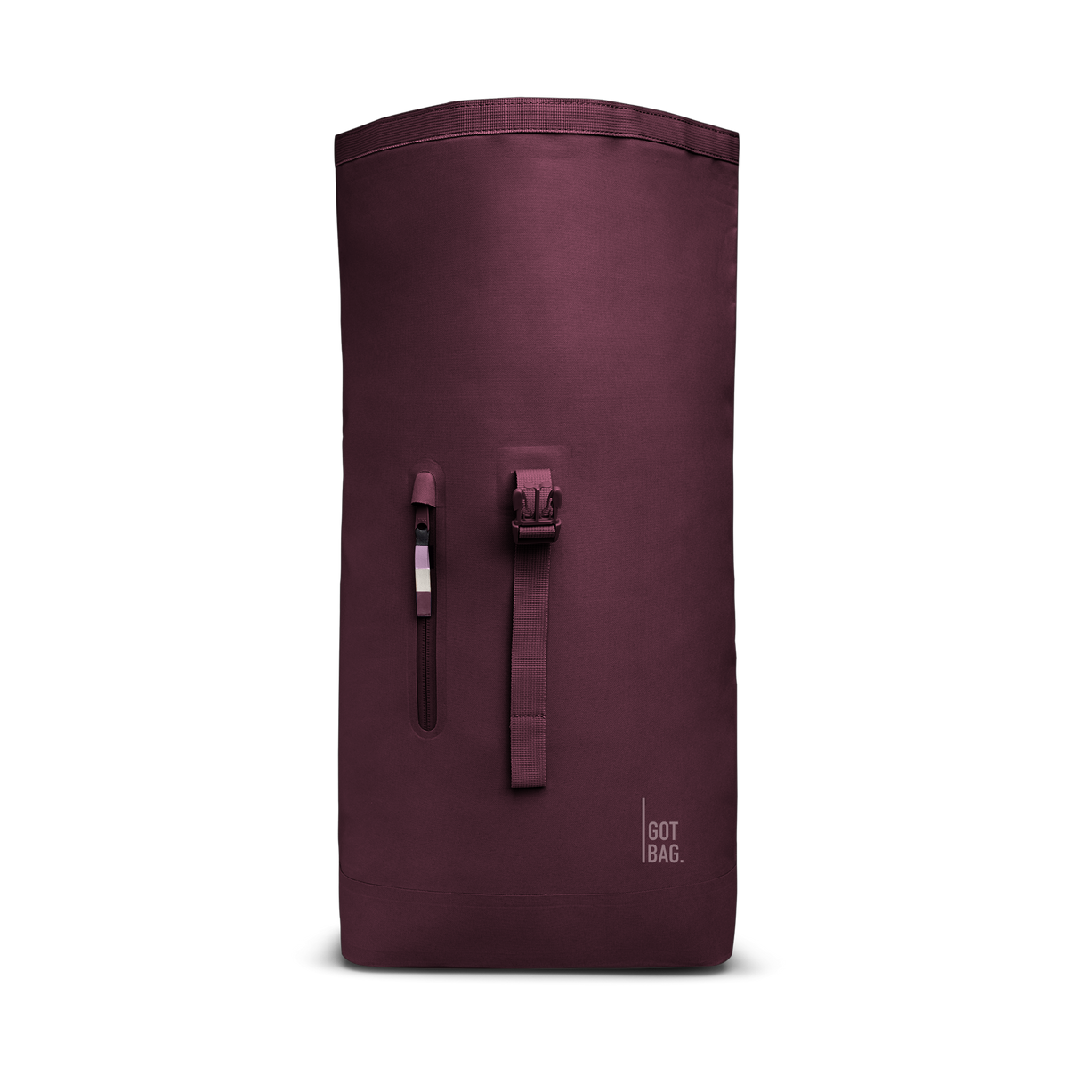 ROLLTOP LITE Rucksack in kraken (Weinrot) geöffnet in Frontansicht.