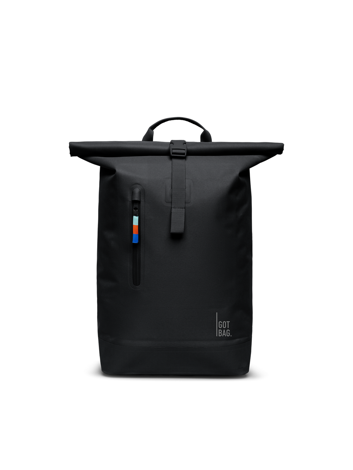 ROLLTOP LITE Rucksack in black (Schwarz) als Studioaufnahme in Frontansicht.