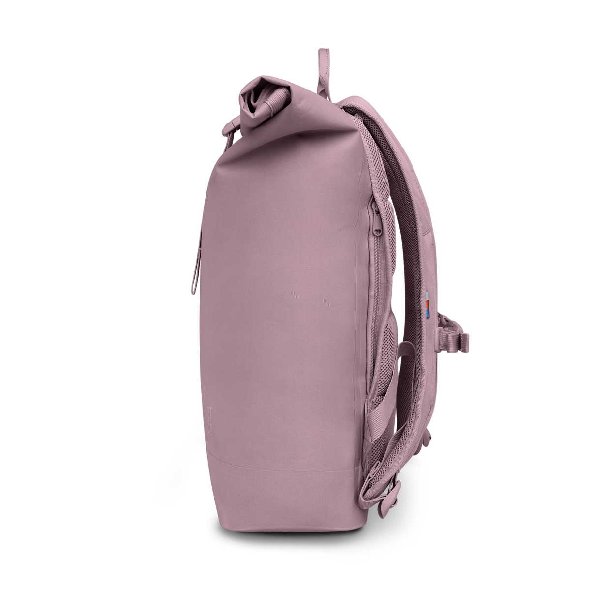 ROLLTOP LITE Rucksack in calamary (Altrosa) als Seitenansicht.