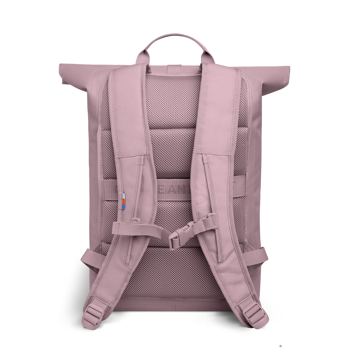 ROLLTOP LITE Rucksack in calamary (Altrosa) in Rückansicht.