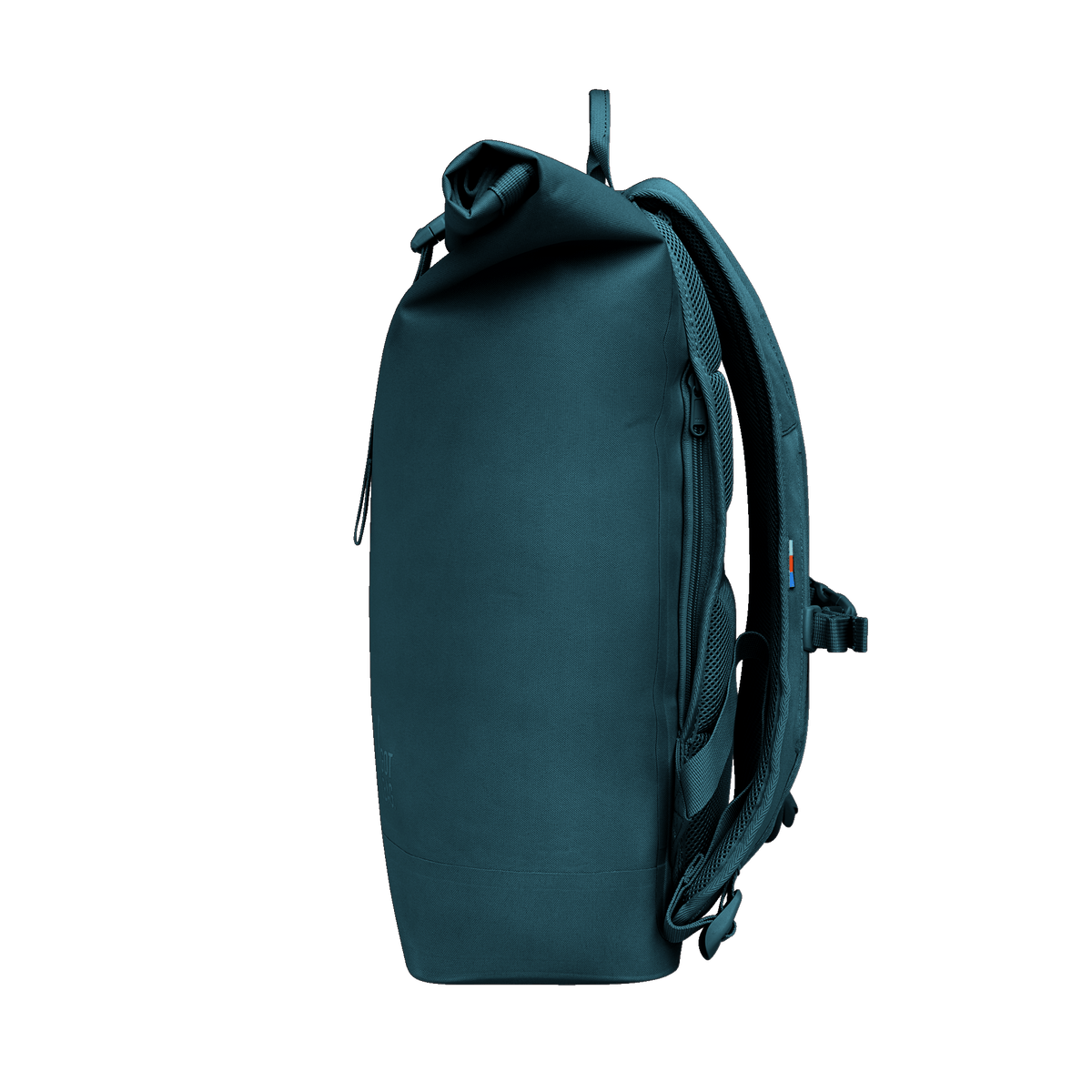 ROLLTOP LITE Rucksack in cliff (dunkles Petrol) als Studioaufnahme in Seitenansicht.