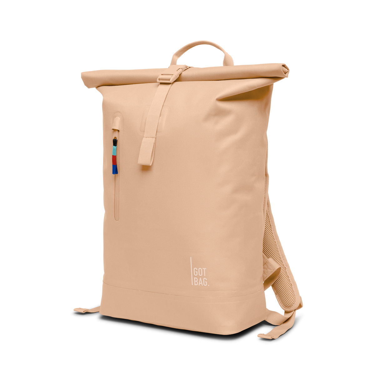 ROLLTOP LITE 2.0 Rucksack in krill (frischer pastellfarbener Pfirsichton) in diagonaler Ansicht.