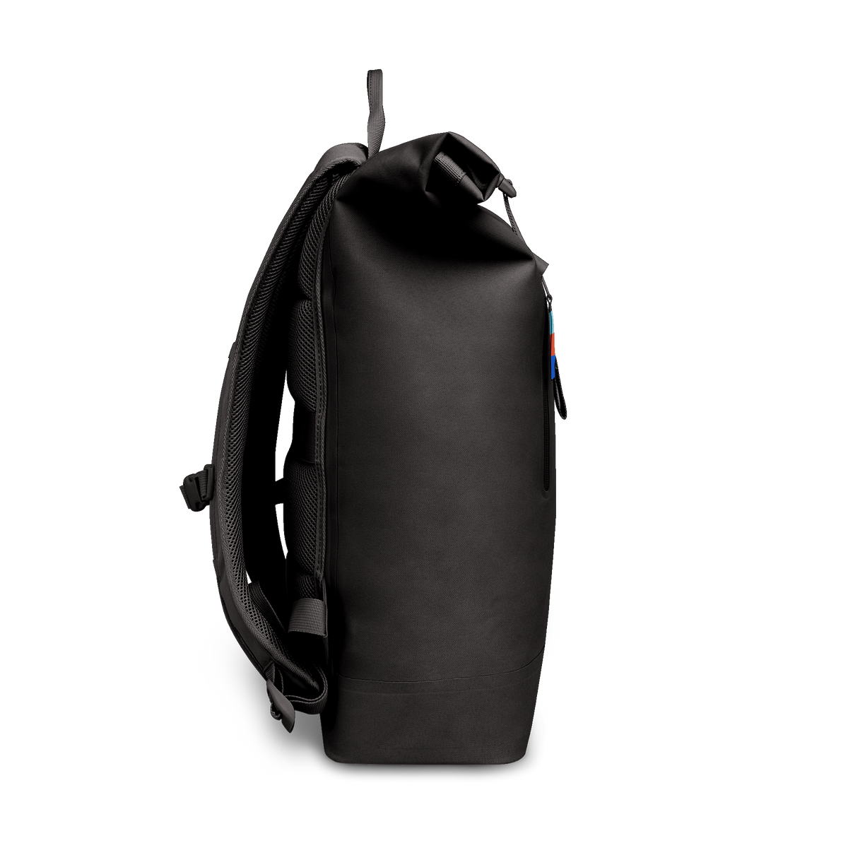 ROLLTOP LITE Rucksack in mussel (dunkles Braun-Grau) in Seitenansicht.