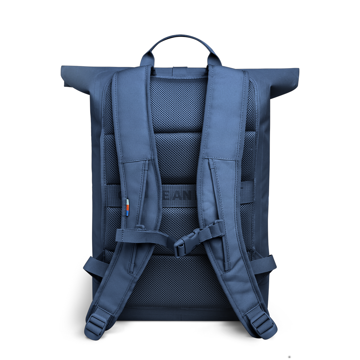ROLLTOP LITE 2.0 Rucksack in ocean blue (Marineblau) als Studioaufnahme in Rückansicht.