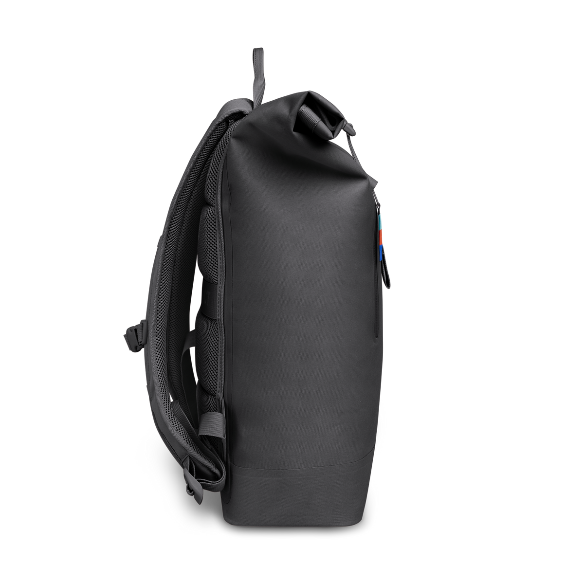 ROLLTOP LITE 2.0 Rucksack in shark (Dunkelgrau) in Seitenansicht.
