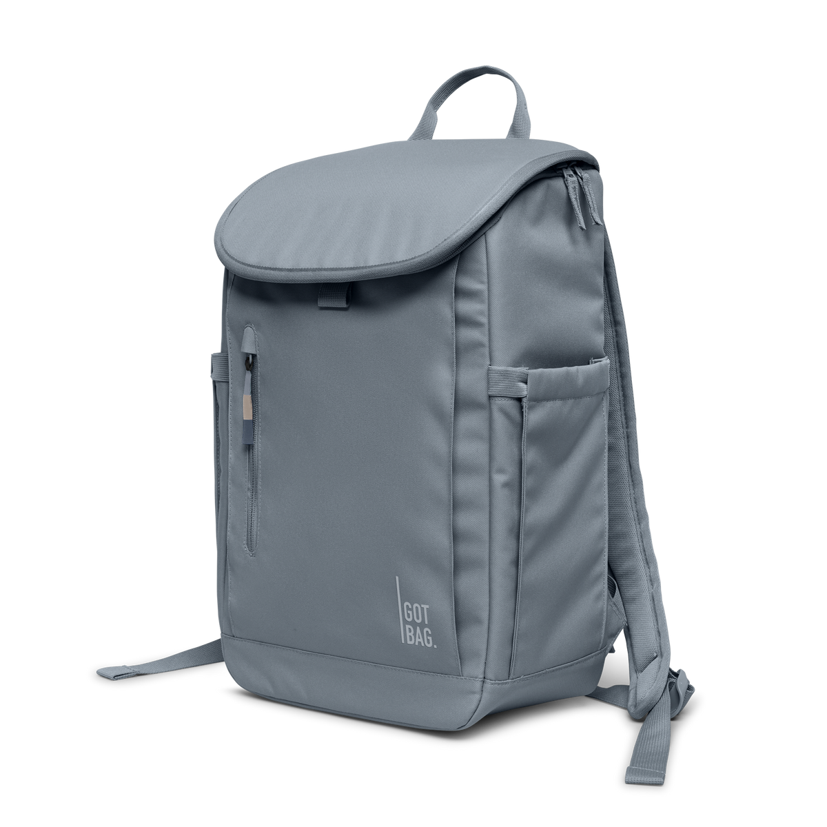 SERENE PACK Rucksack in marlin (grau-blau) in diagonaler Ansicht.