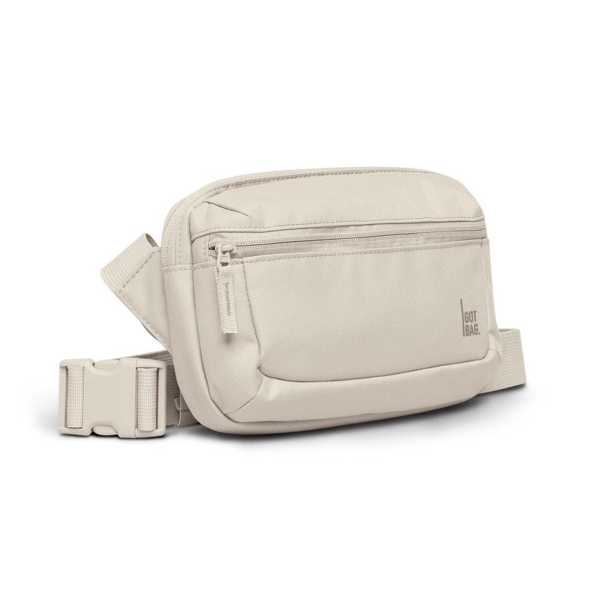 SLING BAG Tasche in soft shell (warmes Cremeweiß) als Studioaufnahme aus der Diagonale.