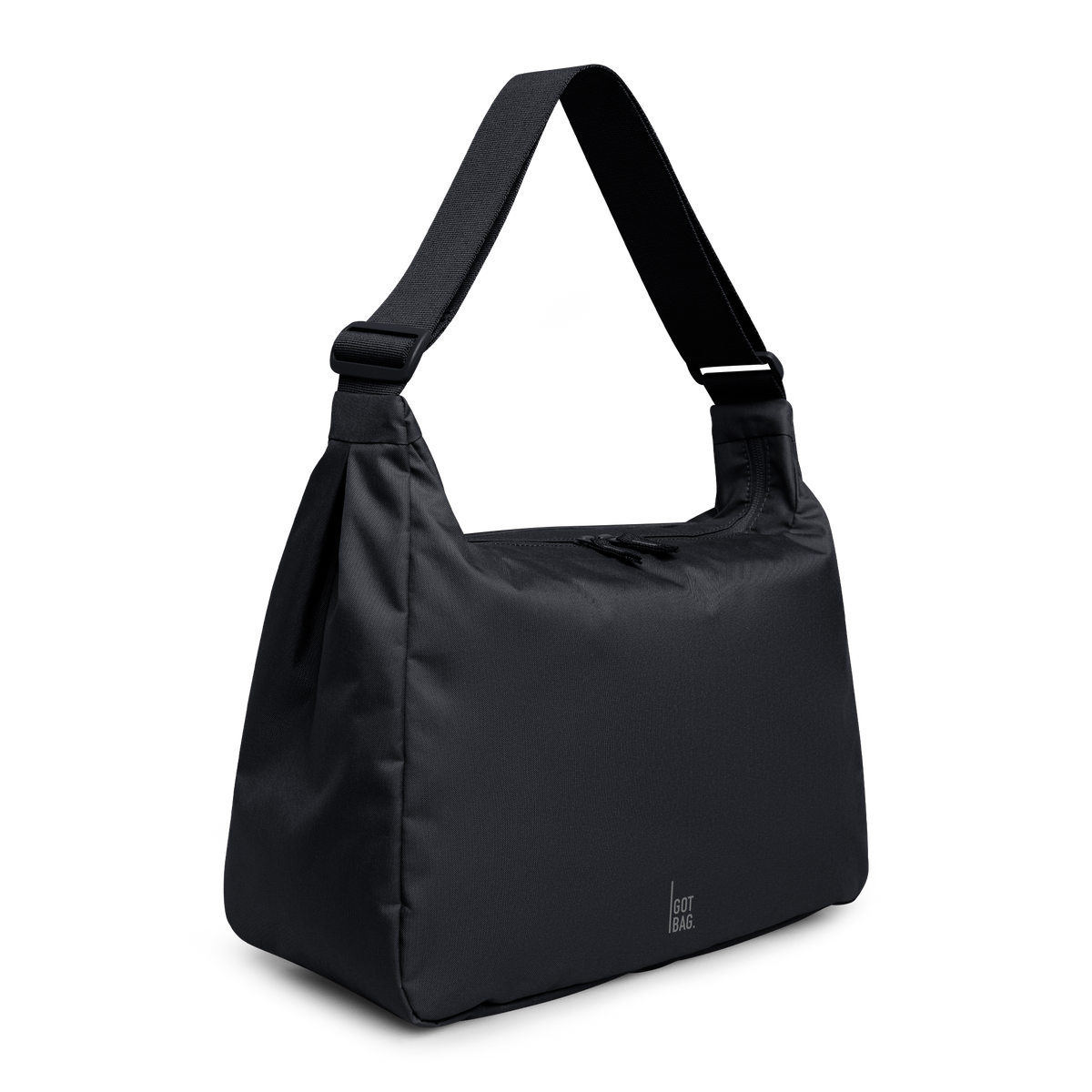 SQUARE BAG LARGE Tasche in black (Schwarz) als Studioaufnahme in diagonaler Ansicht.