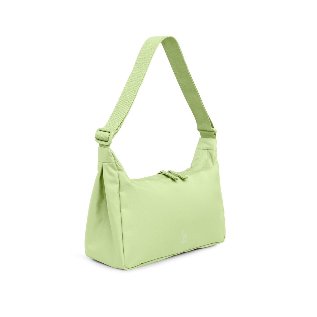 SQUARE BAG SMALL Tasche in wrasse (neonfarbenes Hellgrün) in diagonaler Ansicht.