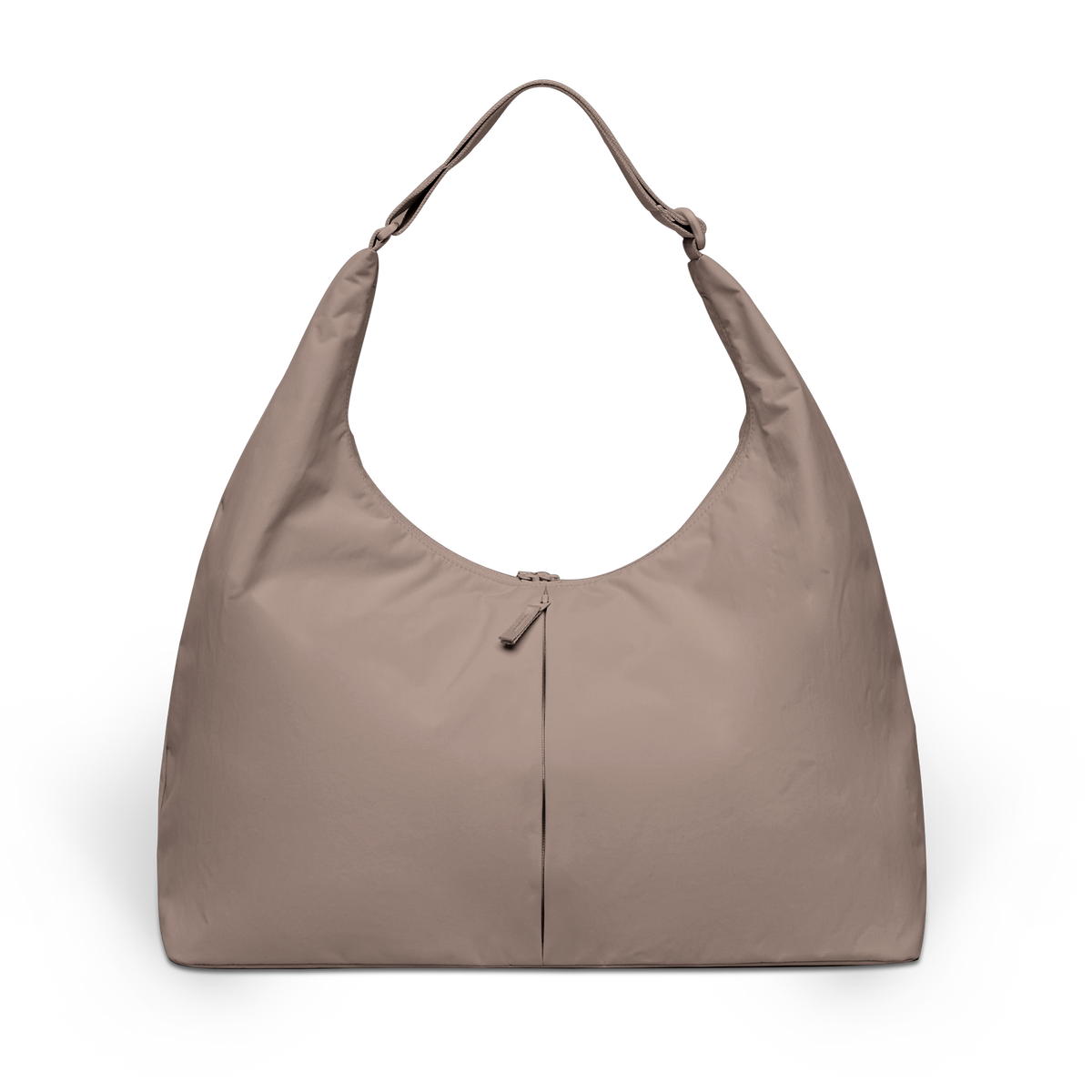 T SHAPE BAG LARGE Tasche in oyster (klassisches Taupe-Braun) als Studioaufnahme in Rückansicht.