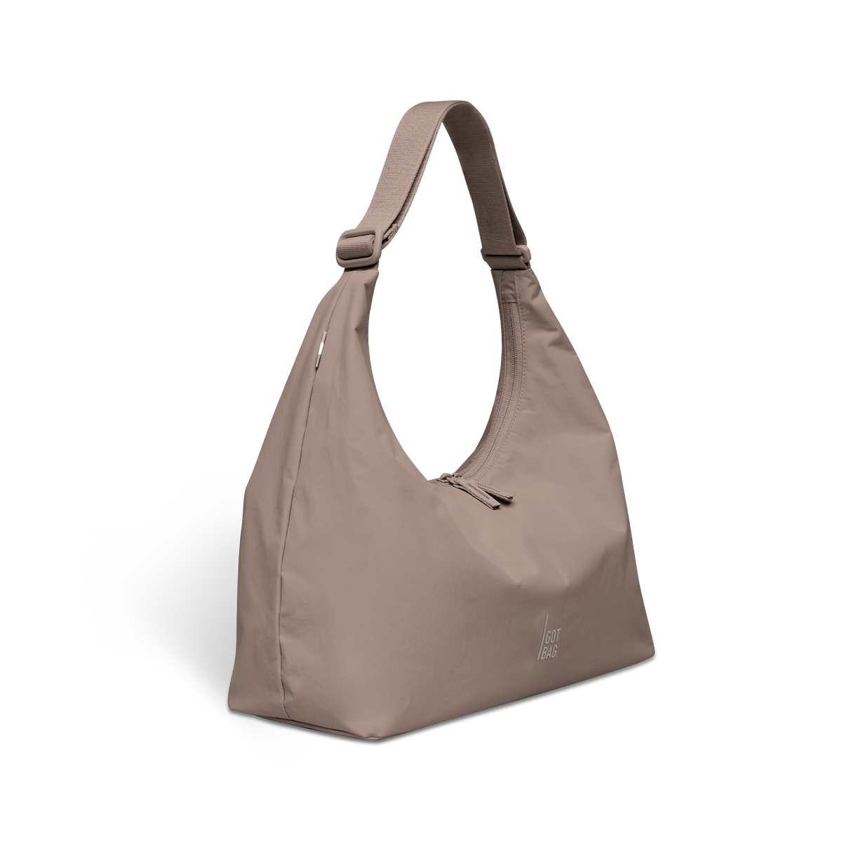 T SHAPE BAG Tasche in oyster (klassisches Taupe-Braun) in diagonaler Ansicht.