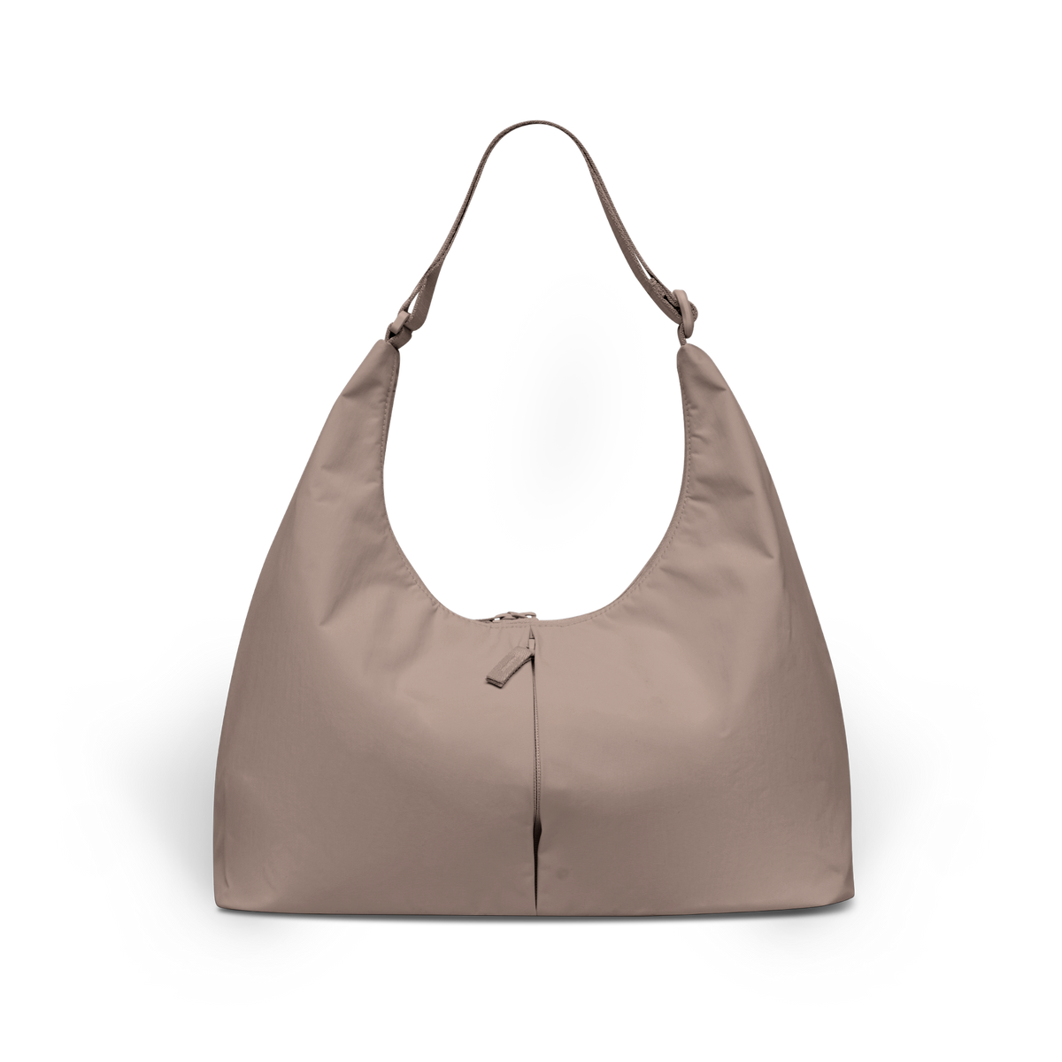 T SHAPE BAG Tasche in oyster (klassisches Taupe-Braun) als Studioaufnahme in Rückansicht.