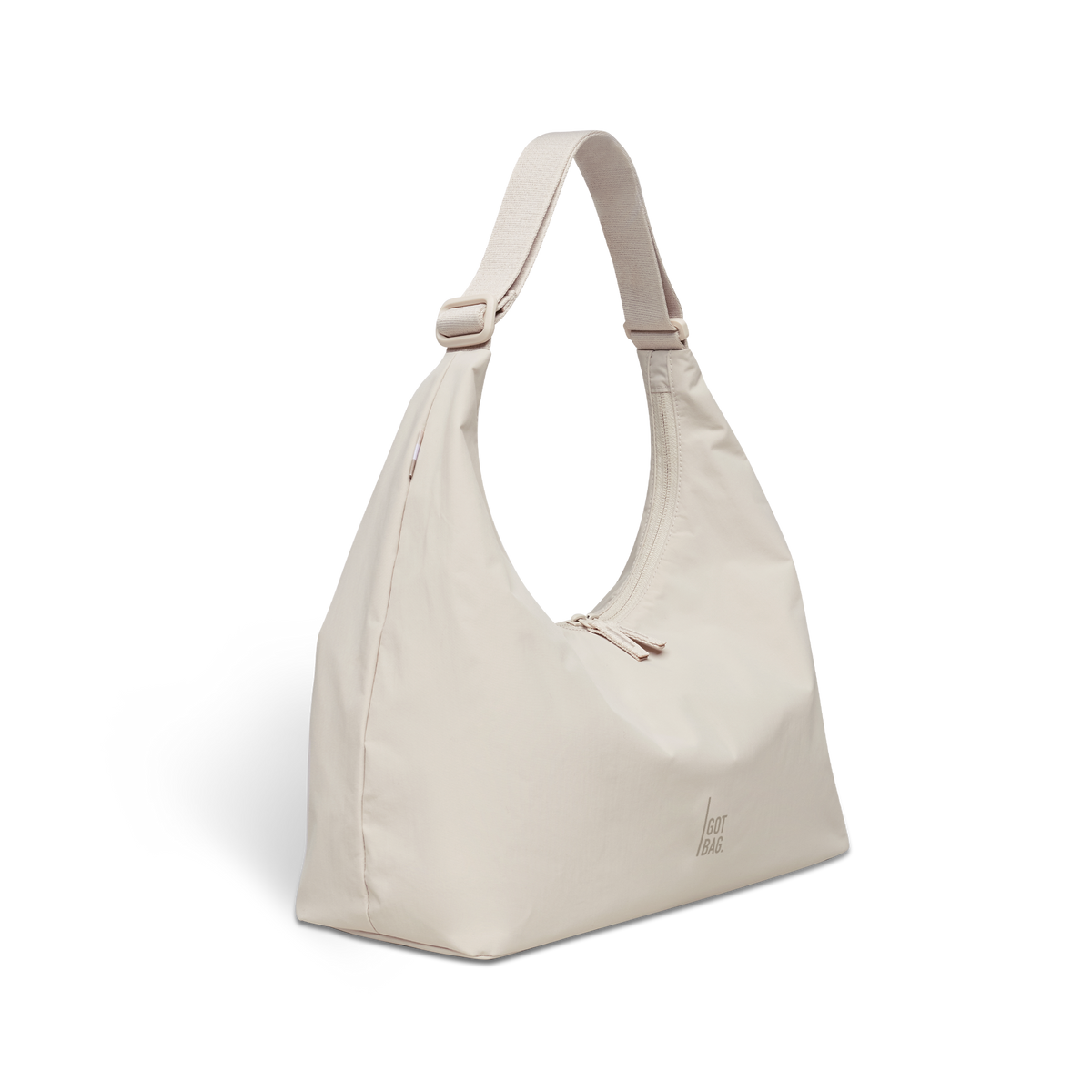 T SHAPE BAG Tasche in soft shell (warmes Cremeweiß) in Schrägansicht.