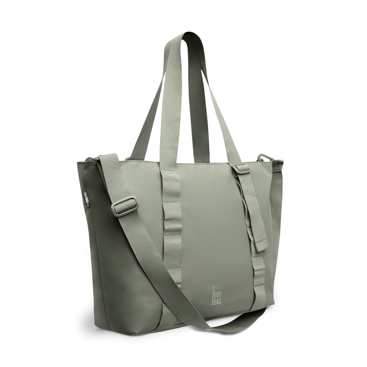 TOTE BAG Tasche in bass (Salbeigrün) in diagonaler Ansicht.