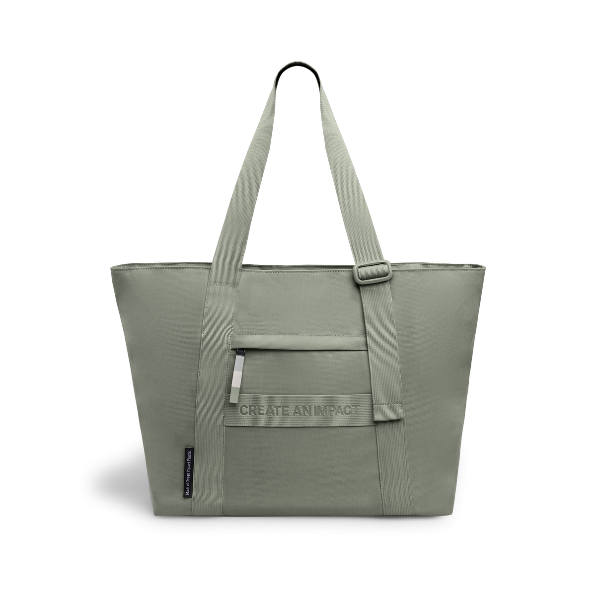 TOTE BAG Tasche in bass (Salbeigrün) als Studioaufnahme in Rückansicht.