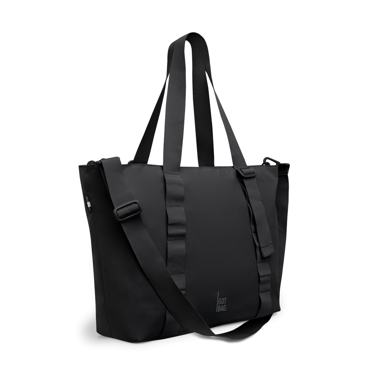 TOTE BAG Monochrome Edition Tasche in black (Schwarz) als Studioaufnahme in Front-Seitenansicht.