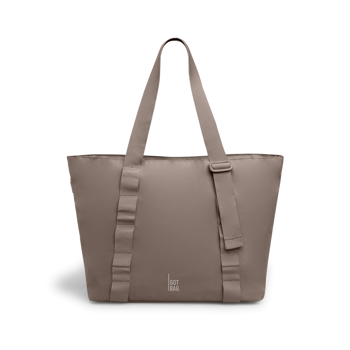 TOTE BAG Tasche in oyster (klassisches Taupe-Braun) als Studioaufnahme in Frontansicht.