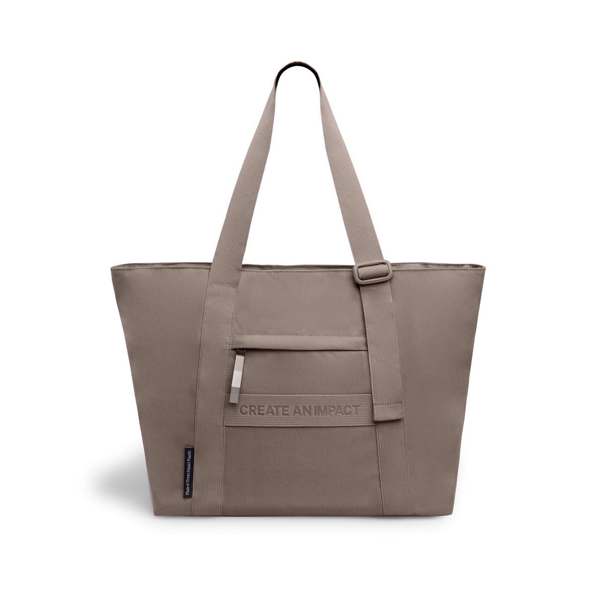 TOTE BAG Tasche in oyster (klassisches Taupe-Braun) als Rückansicht.