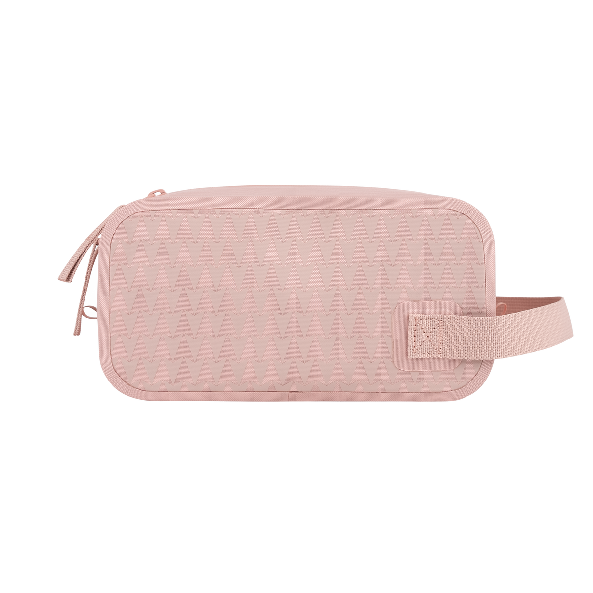 TRAVEL KIT ON THE ROAM Tasche in dirty pink als Studioaufnahme in Rückansicht.