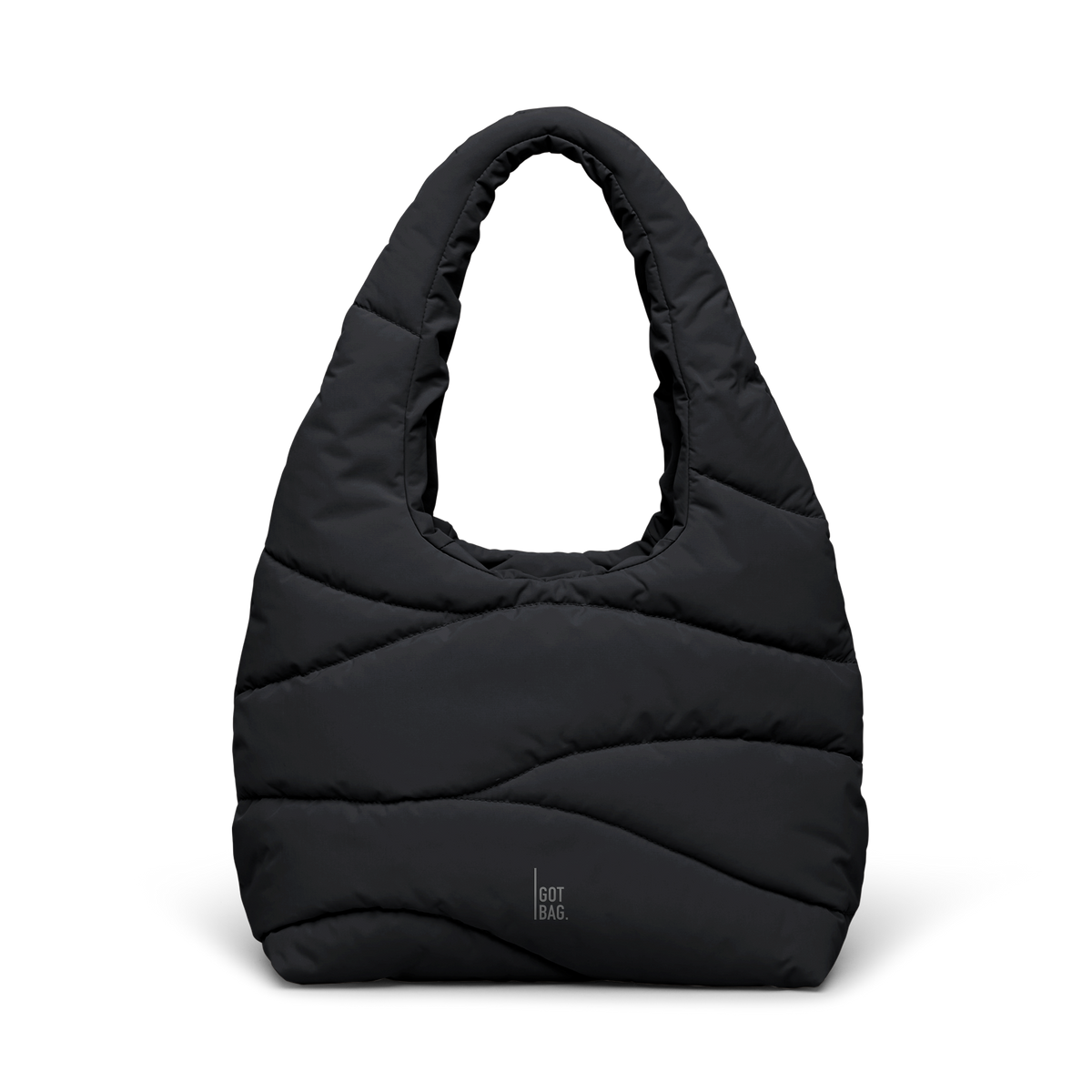 WAVY PUFFER SHOULDER BAG tas in black (Zwart) als studio-opname in vooraanzicht.