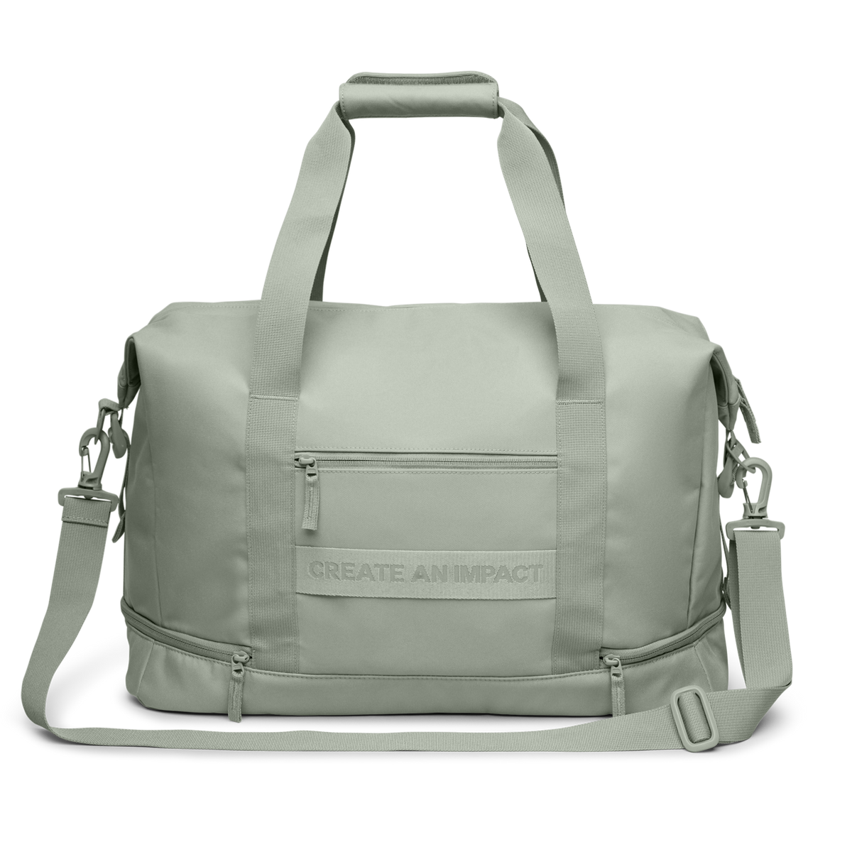 WEEKEND BAG Tasche in bass (Salbeigrün) als Studioaufnahme in Rückansicht.